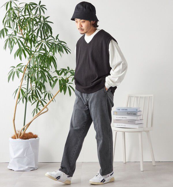 SHIPS any「SHIPS any: COTTON USA ガーメントダイ スウェット Vネック ベスト◇」|ベスト・ジレ|