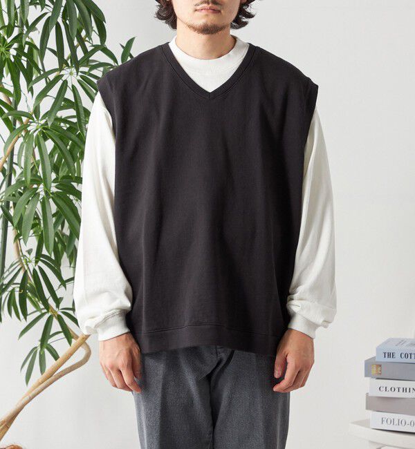 SHIPS any「SHIPS any: COTTON USA ガーメントダイ スウェット Vネック ベスト◇」|ベスト・ジレ|