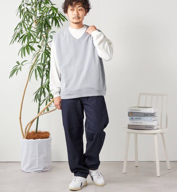 SHIPS any「SHIPS any: COTTON USA ガーメントダイ スウェット Vネック ベスト◇」|ベスト・ジレ|