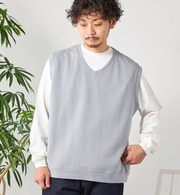 SHIPS any「SHIPS any: COTTON USA ガーメントダイ スウェット Vネック ベスト◇」|ベスト・ジレ|