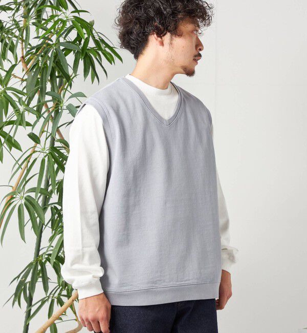 SHIPS any「SHIPS any: COTTON USA ガーメントダイ スウェット Vネック ベスト◇」|ベスト・ジレ|