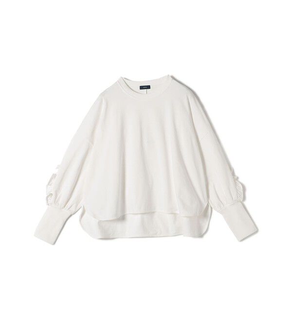 SHIPS for women「〈洗濯機可能〉ロング リブ スリーブ フリル カットソー」|Tシャツ・カットソー|