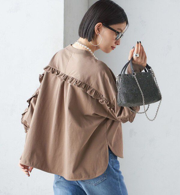 SHIPS for women「〈洗濯機可能〉ロング リブ スリーブ フリル カットソー」|Tシャツ・カットソー|