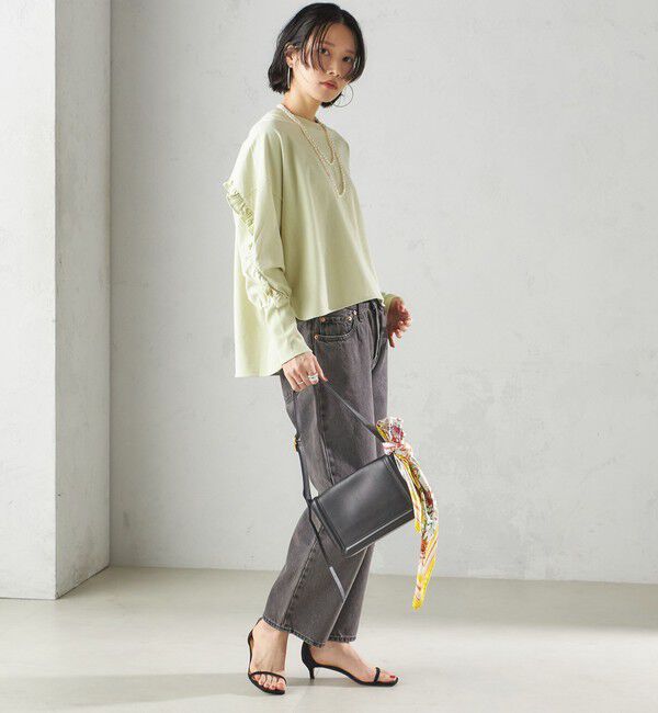 SHIPS for women「〈洗濯機可能〉ロング リブ スリーブ フリル カットソー」|Tシャツ・カットソー|