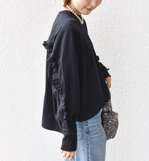 SHIPS for women「〈洗濯機可能〉ロング リブ スリーブ フリル カットソー」|Tシャツ・カットソー|