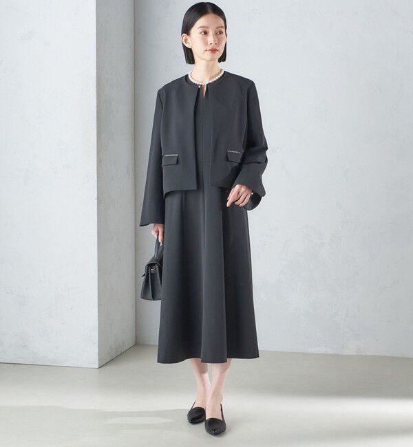 SHIPS for women「〈手洗い可能〉ブラック フォーマル フレア スリーブ ジャケット ◇」|ノーカラージャケット|