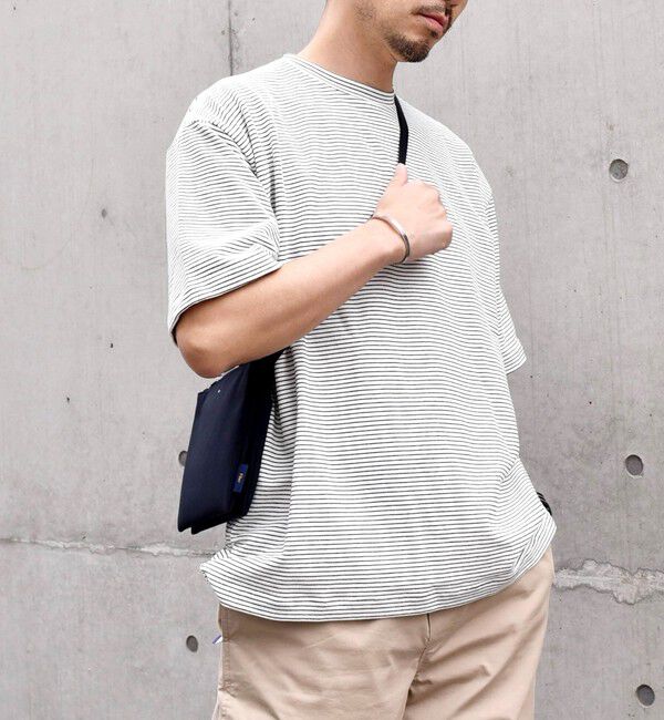 SHIPS any「SHIPS any: マイクロボーダー ミニ裏毛 ライト スウェット ライク Tシャツ◇」|Tシャツ・カットソー|