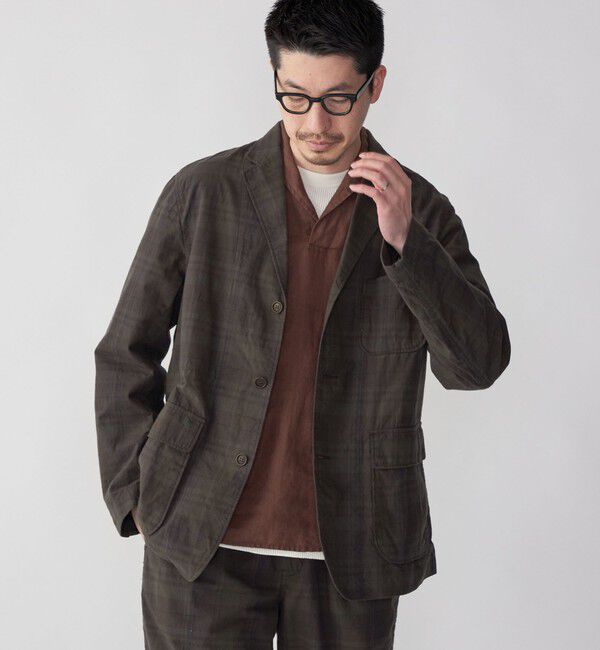 SHIPS「SHIPS: 〈セットアップ対応〉ダークトーン チェック コットン シャツ ジャケット」|テーラードジャケット|