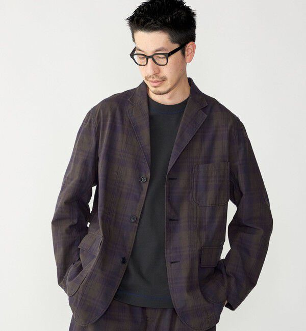 SHIPS「SHIPS: 〈セットアップ対応〉ダークトーン チェック コットン シャツ ジャケット」|テーラードジャケット|