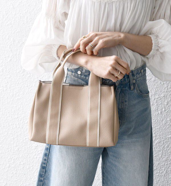 SHIPS any「【WEB限定】SHIPS any: ライン テープ ハンドル トート バッグ」|ハンドバッグ|