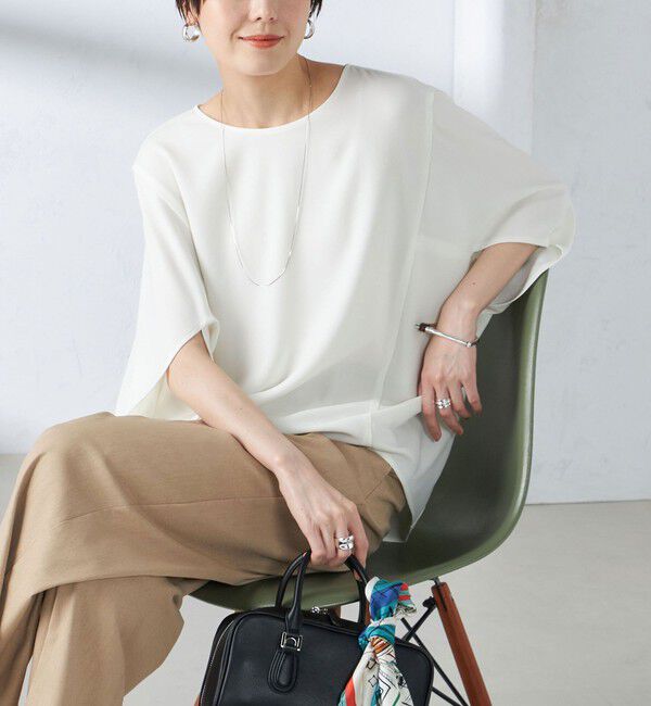 SHIPS for women「〈接触冷感 / 手洗い可能〉アセテート混 バック サテン ドルマン ブラウス」|シャツ・ブラウス|ホワイト