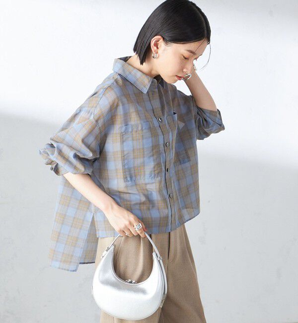 SHIPS for women「〈手洗い可能〉シアー チェック ロング スリーブ シャツ」|シャツ・ブラウス|