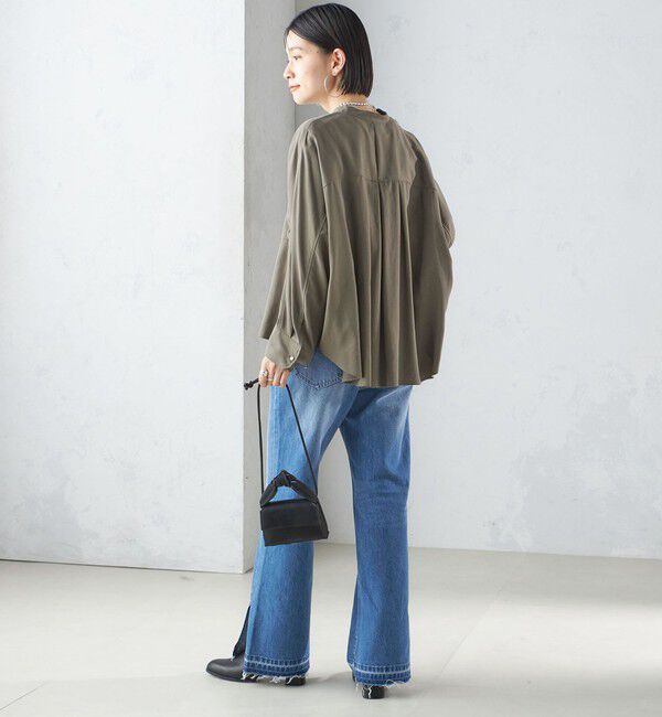 SHIPS for women「〈手洗い可能〉バンドカラー ショート 羽織り シャツ」|シャツ・ブラウス|