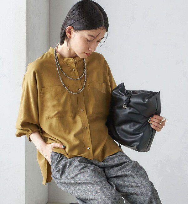 SHIPS for women「〈手洗い可能〉バンドカラー ショート 羽織り シャツ」|シャツ・ブラウス|