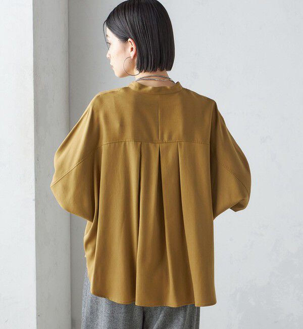SHIPS for women「〈手洗い可能〉バンドカラー ショート 羽織り シャツ」|シャツ・ブラウス|