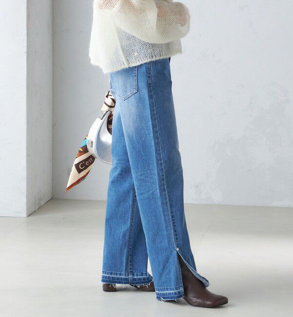 SHIPS for women「〈洗濯機可能〉サイド スリット ストレート デニム」|デニム|