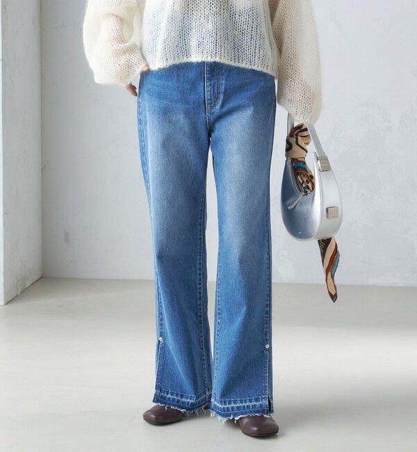 SHIPS for women「〈洗濯機可能〉サイド スリット ストレート デニム」|デニム|