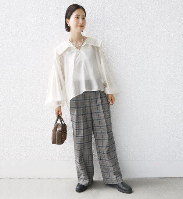 SHIPS for women「【WEB限定】〈手洗い可能〉ドット / レオパード プリント シアー ブラウス」|シャツ・ブラウス|