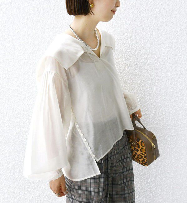 SHIPS for women「【WEB限定】〈手洗い可能〉ドット / レオパード プリント シアー ブラウス」|シャツ・ブラウス|