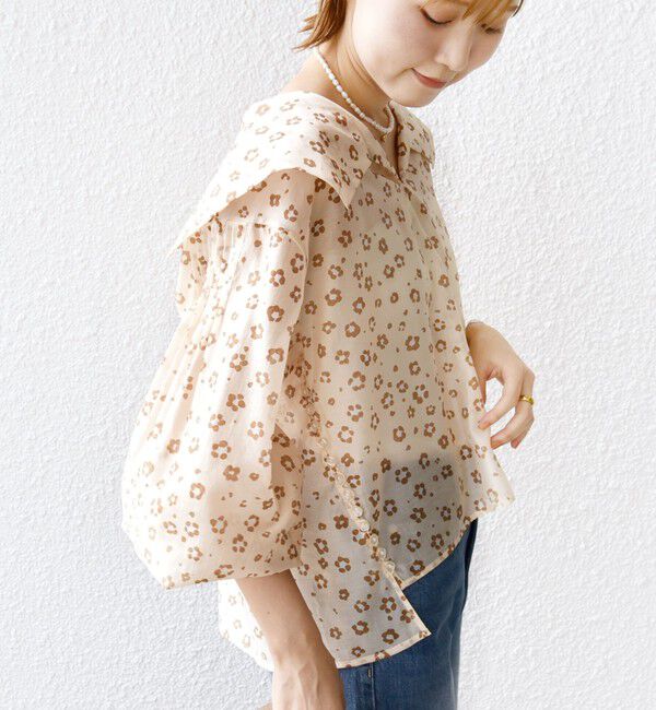 SHIPS for women「【WEB限定】〈手洗い可能〉ドット / レオパード プリント シアー ブラウス」|シャツ・ブラウス|