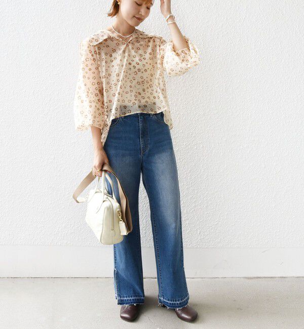 SHIPS for women「【WEB限定】〈手洗い可能〉ドット / レオパード プリント シアー ブラウス」|シャツ・ブラウス|