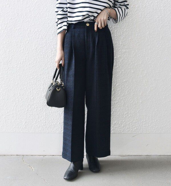 SHIPS any「SHIPS any: ツイード タック セミワイド パンツ［NAVY BLUE］」|その他|