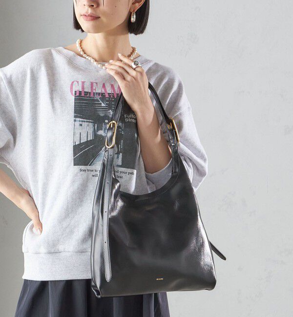 SHIPS for women「BEAURE:パーティション レザー バッグ 小」|トートバッグ|ブラック