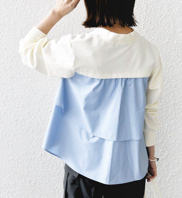 SHIPS for women「【WEB限定】〈手洗い可能〉布帛 コンビ Vネック カーディガン」|カーディガン|