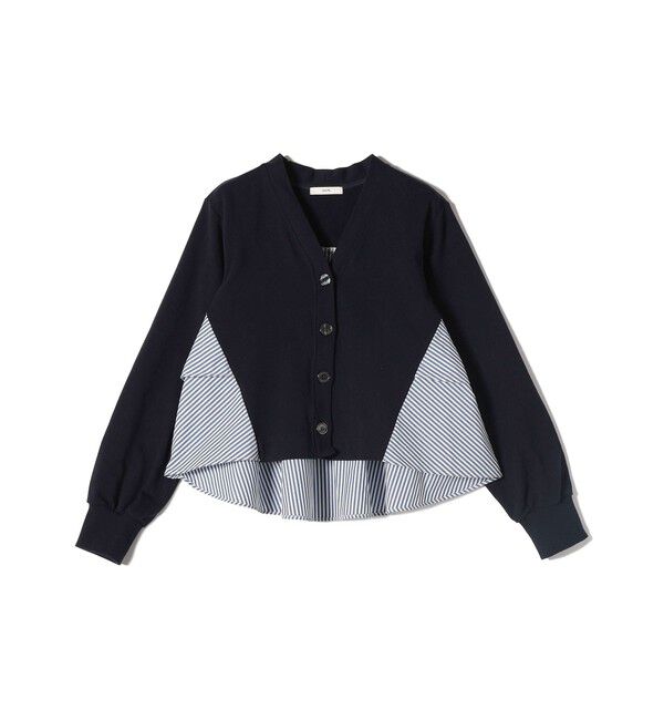 SHIPS for women「【WEB限定】〈手洗い可能〉布帛 コンビ Vネック カーディガン」|カーディガン|