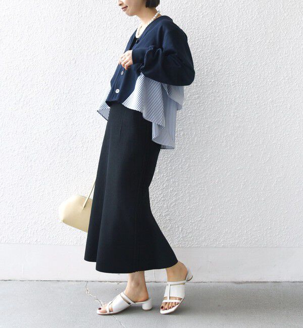 SHIPS for women「【WEB限定】〈手洗い可能〉布帛 コンビ Vネック カーディガン」|カーディガン|