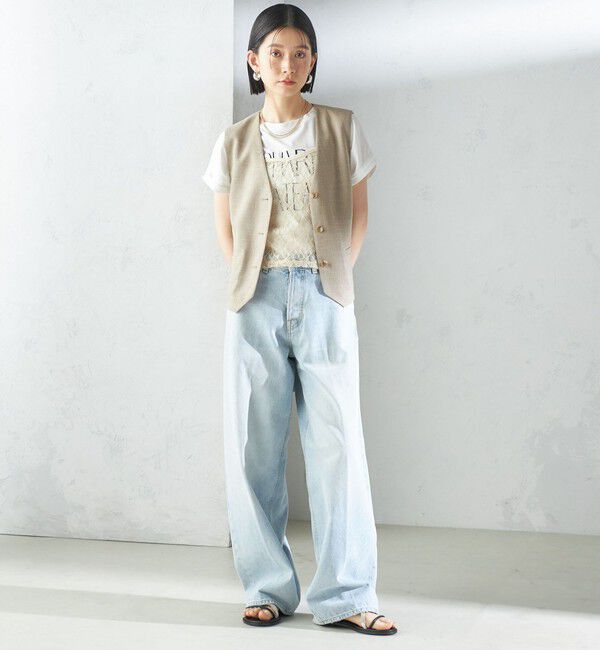 SHIPS for women「〈手洗い可能〉Asami 麻調合繊 ショート ジレ」|ベスト・ジレ|