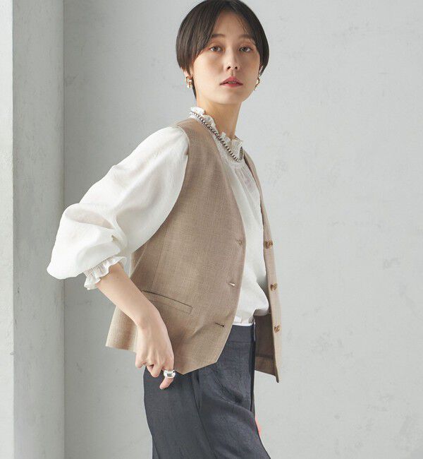 SHIPS for women「〈手洗い可能〉Asami 麻調合繊 ショート ジレ」|ベスト・ジレ|