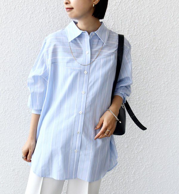 SHIPS for women「【WEB限定】〈洗濯機可能〉アシンメトリー ストライプ シャツ」|シャツ・ブラウス|