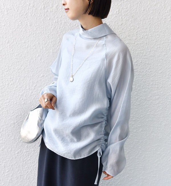 SHIPS for women「【WEB限定】〈洗濯機可能〉シアー ハイネック 2WAY ブラウス」|シャツ・ブラウス|ライトブルー