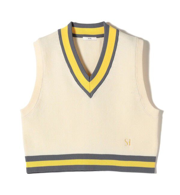 SHIPS for women「〈手洗い可能〉刺繍 チルデン ショート ベスト」|ベスト・ジレ|