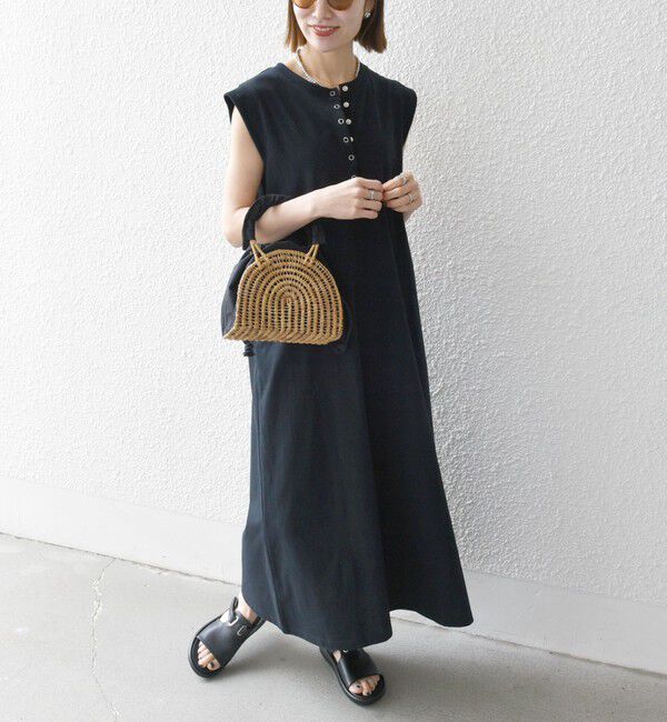 SHIPS any「SHIPS any:〈洗濯機可能〉USAコットン ヘンリーネック Aライン ワンピース」|ワンピース|