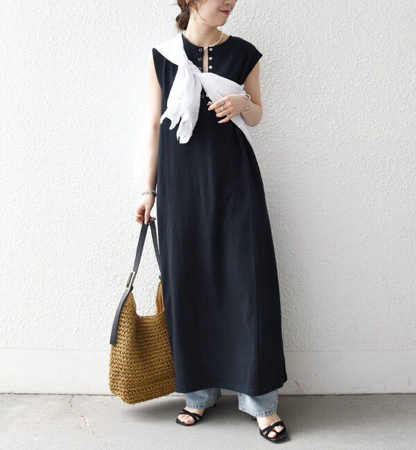 SHIPS any「SHIPS any:〈洗濯機可能〉USAコットン ヘンリーネック Aライン ワンピース」|ワンピース|