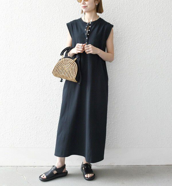 SHIPS any「SHIPS any:〈洗濯機可能〉USAコットン ヘンリーネック Aライン ワンピース」|ワンピース|