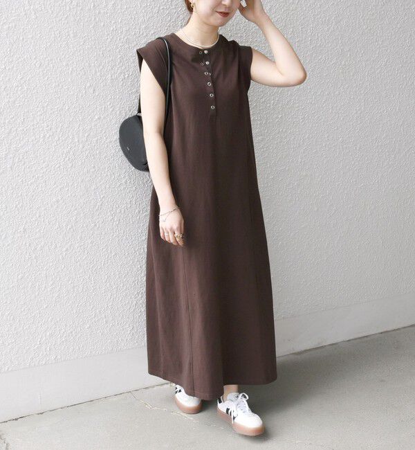 SHIPS any「SHIPS any:〈洗濯機可能〉USAコットン ヘンリーネック Aライン ワンピース」|ワンピース|