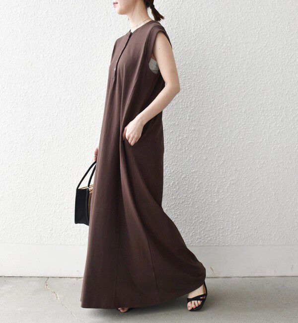 SHIPS any「SHIPS any:〈洗濯機可能〉USAコットン ヘンリーネック Aライン ワンピース」|ワンピース|