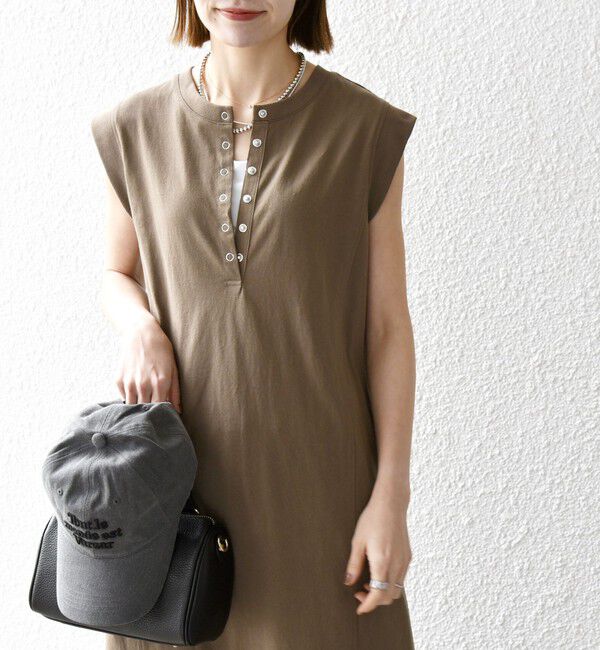 SHIPS any「SHIPS any:〈洗濯機可能〉USAコットン ヘンリーネック Aライン ワンピース」|ワンピース|