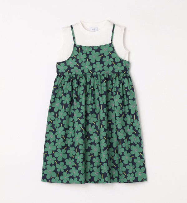 SHIPS any「SHIPS any:〈洗濯機可能〉ノースリーブ フラワー  プリント キャミ ワンピース<KIDS>」|ワンピース|オリーブ