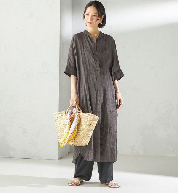 SHIPS for women「〈手洗い可能〉ラミー 4 スタンドカラー シャツ ワンピース」|ワンピース|