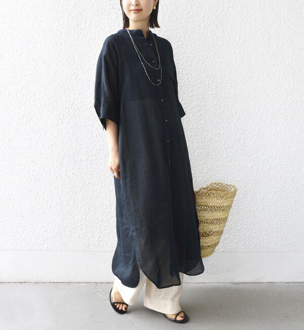 SHIPS for women「〈手洗い可能〉ラミー 4 スタンドカラー シャツ ワンピース」|ワンピース|