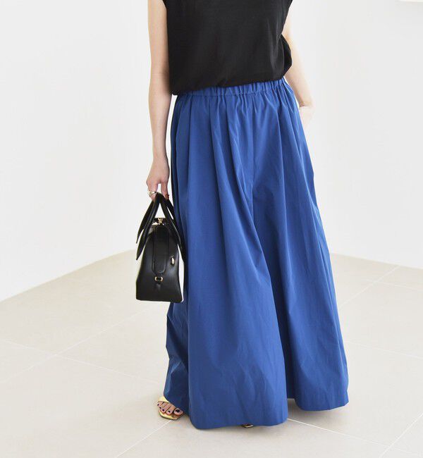 quaranciel「quaranciel:〈洗濯機可能〉タイプライター ギャザー ワイド キュロット パンツ」|その他|ブルー