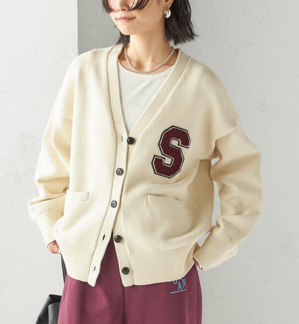 SHIPS for women「〈手洗い可能〉サガラ ワッペン レタード カーディガン」|カーディガン|オフホワイト