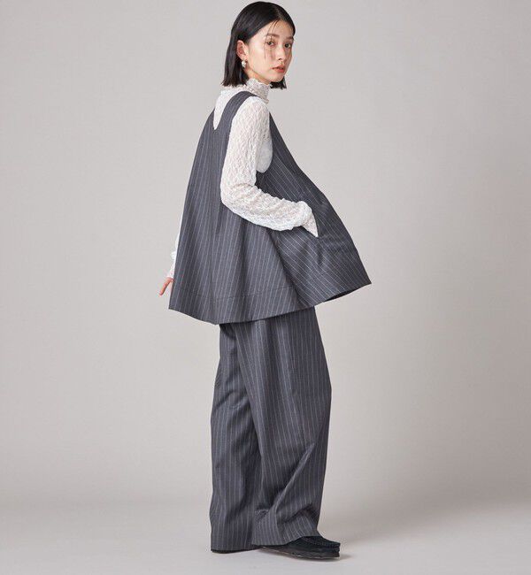 SHIPS for women「SHIPS NINE CASE:〈手洗い可能〉シアー レース ハイネック プルオーバー」|Tシャツ・カットソー|