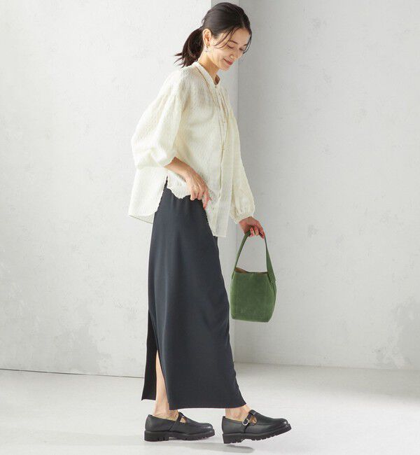 SHIPS for women「〈手洗い可能〉シアー ジャカード 袖 シャーリング ブラウス」|シャツ・ブラウス|