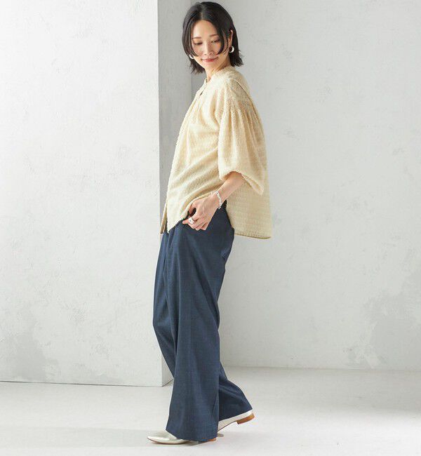 SHIPS for women「〈手洗い可能〉シアー ジャカード 袖 シャーリング ブラウス」|シャツ・ブラウス|