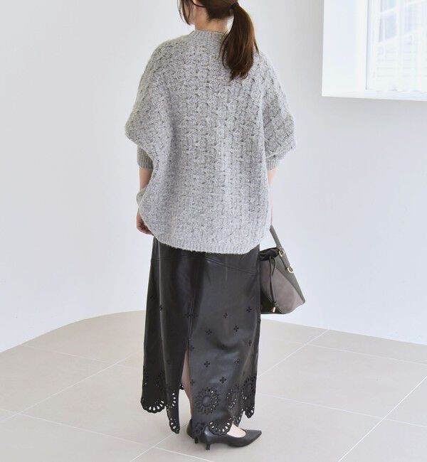 quaranciel「quaranciel:〈手洗い可能〉透かし編み クルーネック ドルマン ルーズ ニット プルオーバー」|ニット・セーター|